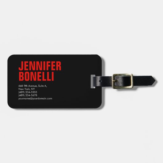 Professioneel, moedig zwart rood wit bagagelabel (Voorkant horizontaal)