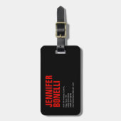 Professioneel, moedig zwart rood wit bagagelabel (Voorkant verticaal)