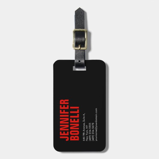 Professioneel, moedig zwart rood wit bagagelabel (Voorkant verticaal)