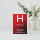 Professioneel mollig rood wit modern monogram visitekaartje (Staand voorkant)