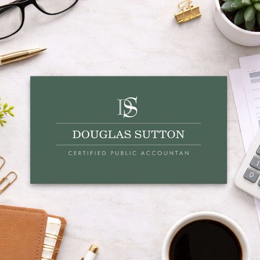 Professioneel Monogram Accountant CPA Donkergroen Visitekaartje