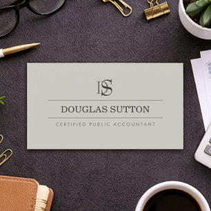 Professioneel Monogram Accountant CPA Taupe Visitekaartje