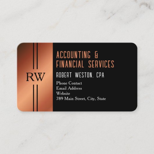 Professioneel Monogram Belastingconsulent Accounta Visitekaartje (Voorkant)