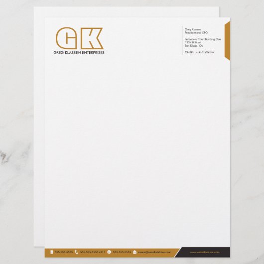 Professioneel monogram briefhoofd (Voorkant / Achterkant)