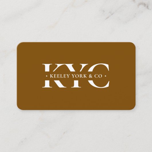 Professioneel Monogram Chocolade Bruin Modern Visitekaartje (Voorkant)