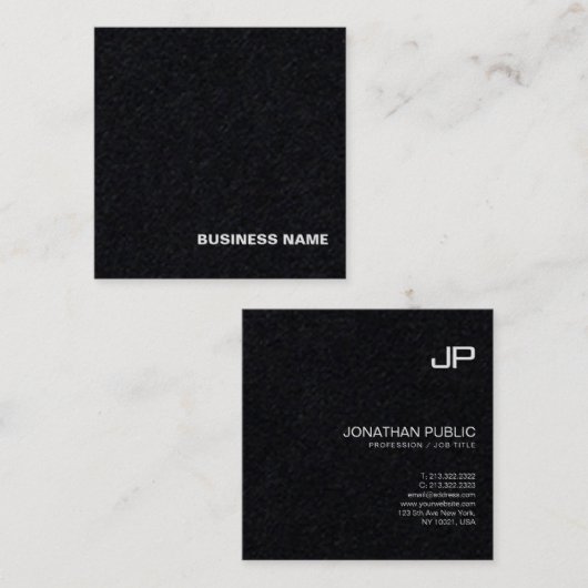 Professioneel monogram design elegant luxe plaatje vierkante visitekaartje (Voorkant / Achterkant)