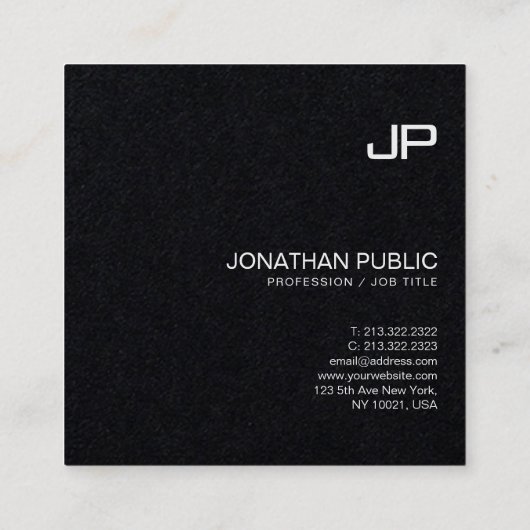 Professioneel monogram design elegant luxe plaatje vierkante visitekaartje (Achterkant)