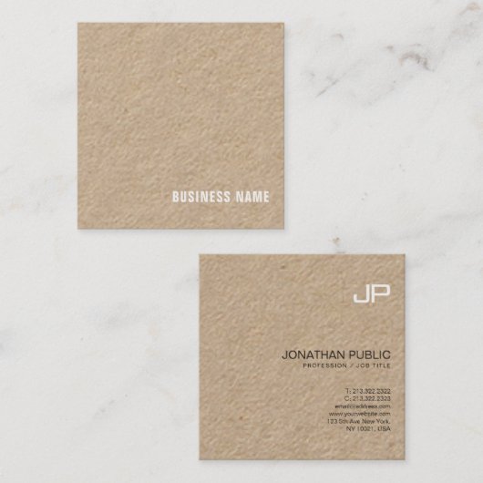 Professioneel monogram design elegant Plain Luxe Vierkante Visitekaartje (Voorkant / Achterkant)