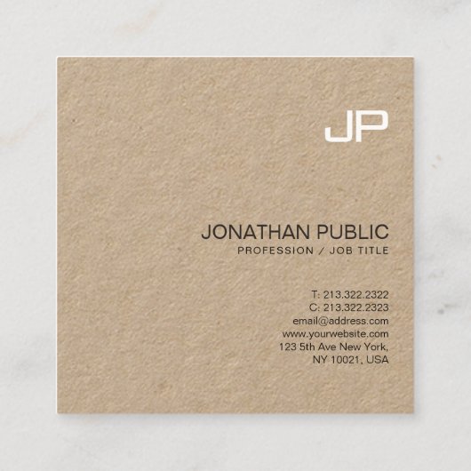 Professioneel monogram design elegant Plain Luxe Vierkante Visitekaartje (Achterkant)