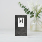 Professioneel Monogram Distressed Black Leather Visitekaartje (Staand voorkant)