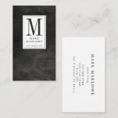 Professioneel Monogram Distressed Black Leather Visitekaartje (Voorkant / Achterkant)