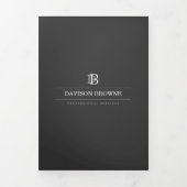 Professioneel Monogram Donkergrijze Brochure Drieluik Kaart (Cover)