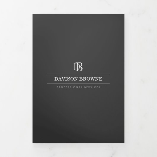 Professioneel Monogram Donkergrijze Brochure Drieluik Kaart (Cover)