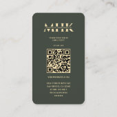 Professioneel Monogram Donkergroen Goud Modern Visitekaartje (Achterkant)