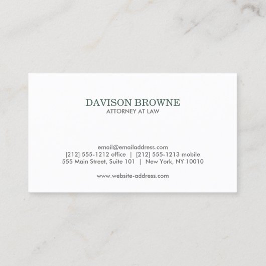 Professioneel Monogram Donkergroen Visitekaartje (Achterkant)