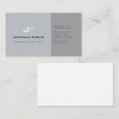 Professioneel Monogram Duidelijk Elegant Grijs Mod Visitekaartje (Voorkant / Achterkant)