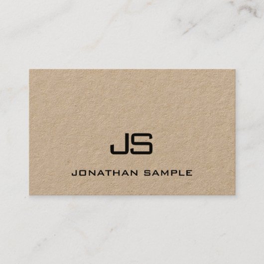 Professioneel Monogram Elegant Kraftpapier Sjabloo Visitekaartje (Voorkant)