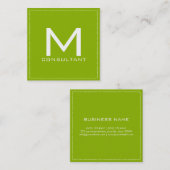 Professioneel monogram Elegant Modern Apple Green Vierkante Visitekaartje (Voorkant / Achterkant)