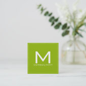 Professioneel monogram Elegant Modern Apple Green Vierkante Visitekaartje (Staand voorkant)