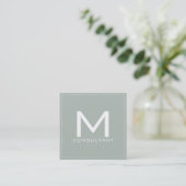 Professioneel monogram Elegant Modern Ash Gray Vierkante Visitekaartje (Staand voorkant)