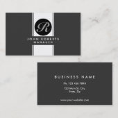 Professioneel monogram Elegant Modern Black Visitekaartje (Voorkant / Achterkant)