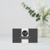 Professioneel monogram Elegant Modern Black Visitekaartje (Staand voorkant)
