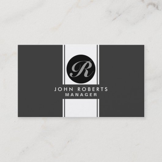 Professioneel monogram Elegant Modern Black Visitekaartje (Voorkant)