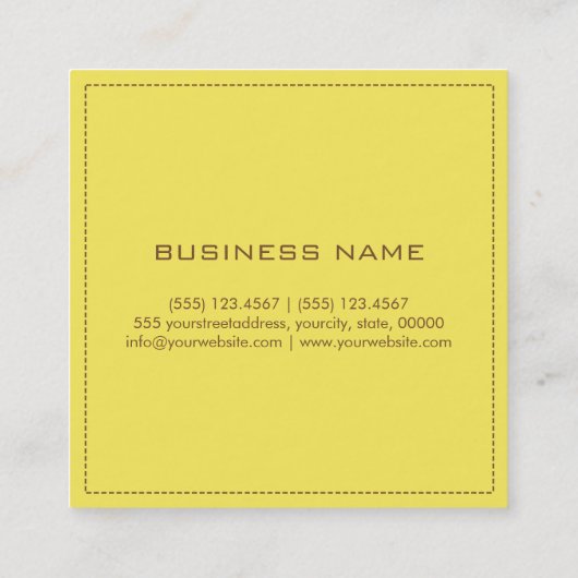 Professioneel monogram Elegant Modern Corn Vierkante Visitekaartje (Achterkant)