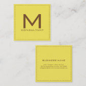 Professioneel monogram Elegant Modern Corn Vierkante Visitekaartje (Voorkant / Achterkant)