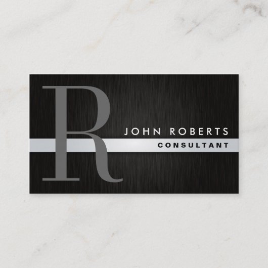 Professioneel monogram elegant modern geborsteld m visitekaartje (Voorkant)