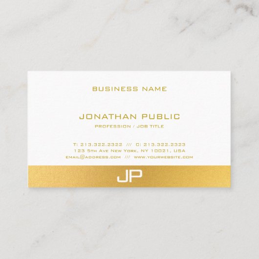 Professioneel Monogram Elegant Modern Goud Vlak Visitekaartje (Achterkant)