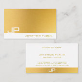 Professioneel Monogram Elegant Modern Goud Vlak Visitekaartje (Voorkant / Achterkant)