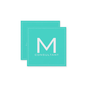 Professioneel monogram Elegant Modern Turquoise Vierkante Visitekaartje