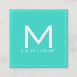 Professioneel monogram Elegant Modern Turquoise Vierkante Visitekaartje