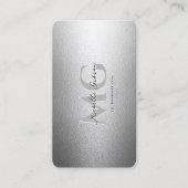 Professioneel Monogram Elegant Zilver Visitekaartje (Voorkant)