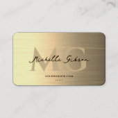 Professioneel Monogram Elegant Zwart Goud Modern Visitekaartje (Voorkant)