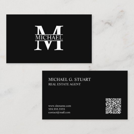 Professioneel Monogram en Naam Visitekaartje (Voorkant / Achterkant)