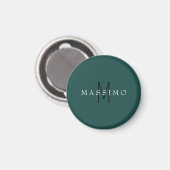 Professioneel Monogram Grijs Blauw Uw Naam Magneet (Voorkant / Achterkant)