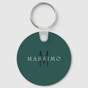 Professioneel Monogram Grijs Blauw Uw Naam Sleutelhanger