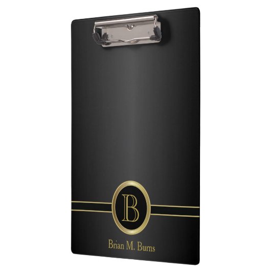 Professioneel monogram - Klassiek zwart Klembord (Links)