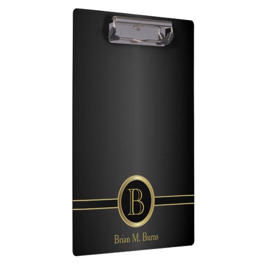 Professioneel monogram - Klassiek zwart Klembord (Rechts)