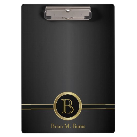 Professioneel monogram - Klassiek zwart Klembord (Voorkant)