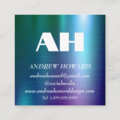 Professioneel Monogram Logo Blauw Metallic Vierkante Visitekaartje (Voorkant)