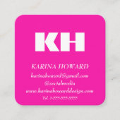 Professioneel Monogram Logo Hot Pink Elegant Vierkante Visitekaartje (Voorkant)
