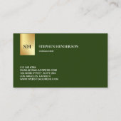 Professioneel Monogram Logo in Faux Gold Donkergro Visitekaartje (Achterkant)