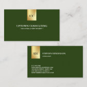 Professioneel Monogram Logo in Faux Gold Donkergro Visitekaartje (Voorkant / Achterkant)