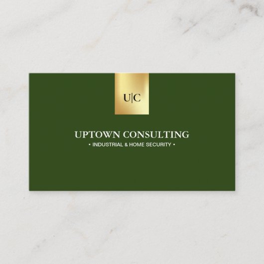 Professioneel Monogram Logo in Faux Gold Donkergro Visitekaartje (Voorkant)