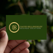 Professioneel Monogram Logo in Faux Gold Donkergro Visitekaartje