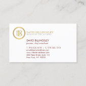Professioneel Monogram Logo in Faux Gold Donkerroo Visitekaartje (Achterkant)