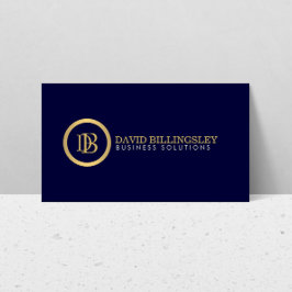 Professioneel Monogram Logo in Faux Gold Navy Blau Visitekaartje